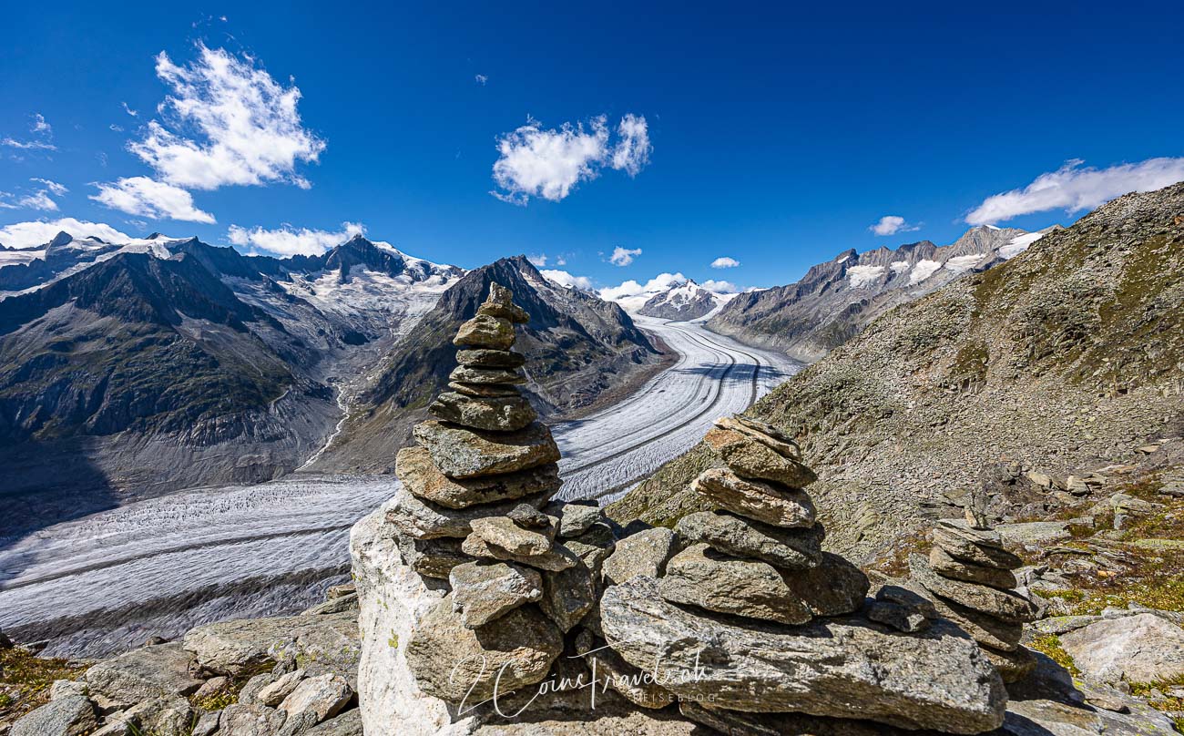 Aletschgletscher mit Eiger, Mönch und Jungfrau vom Eggishorn aus