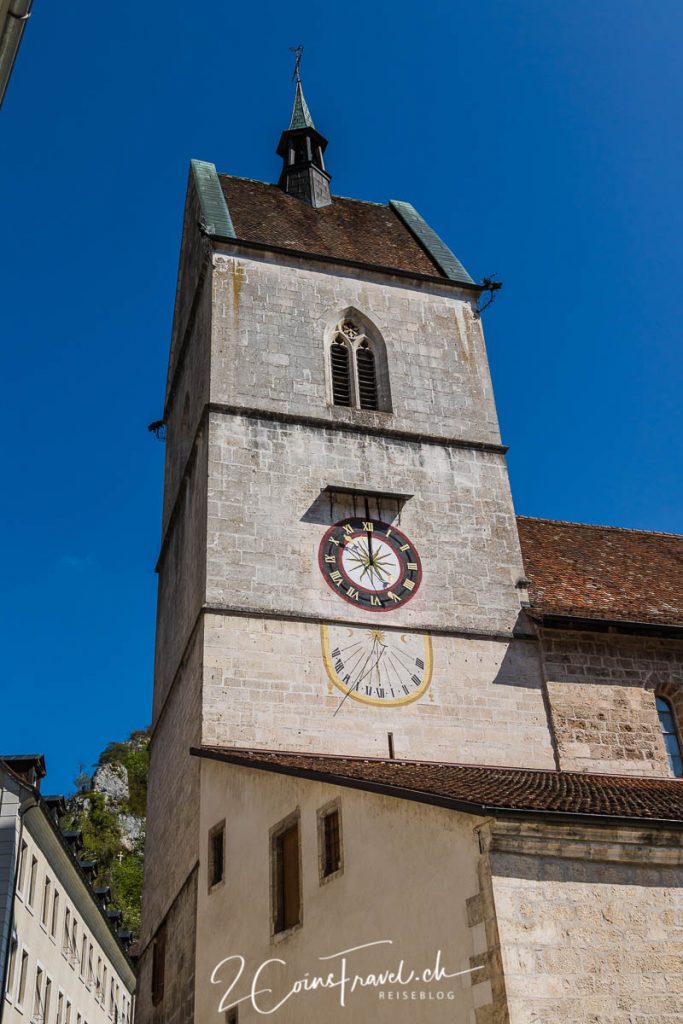 Turmuhr der Stiftskirche in Saint Ursanne