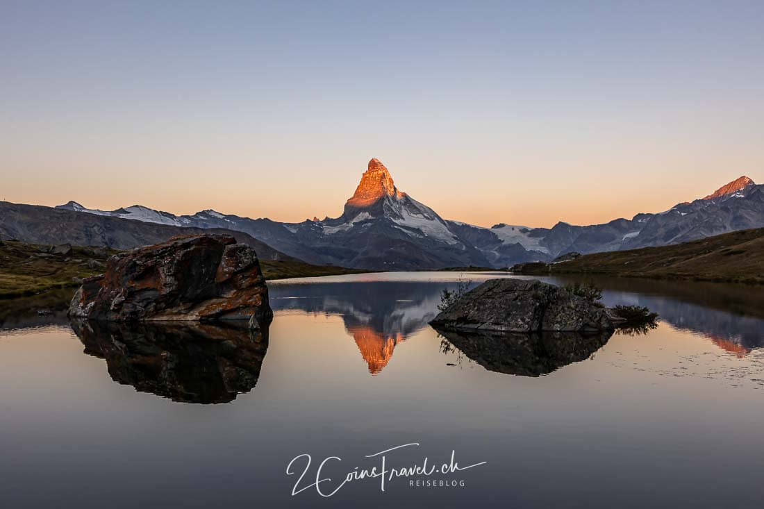 Sonnenaufgang Stellisee Zermatt Matterhorn