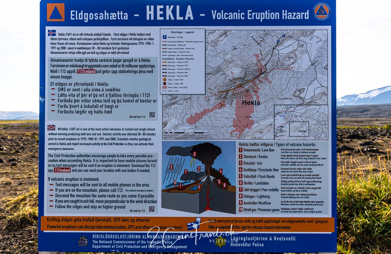 Warntafel Vulkan Hekla